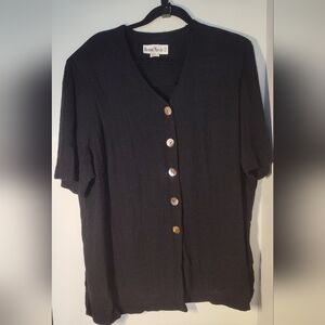 Vintage Ronni Nicole Black Button-Up Shirt Size 20 #706